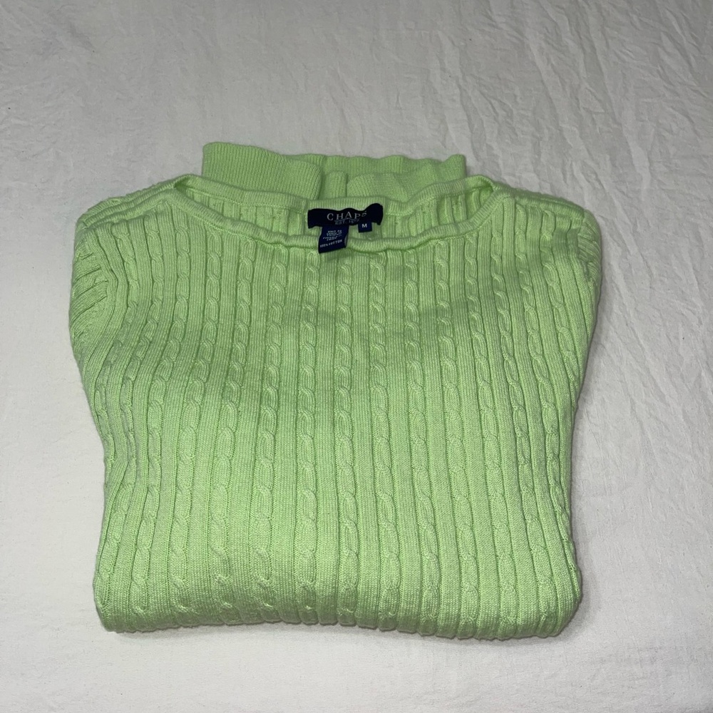 Women’s Chaps Sweater Top – Cowl Neck – Size Medium Light Green